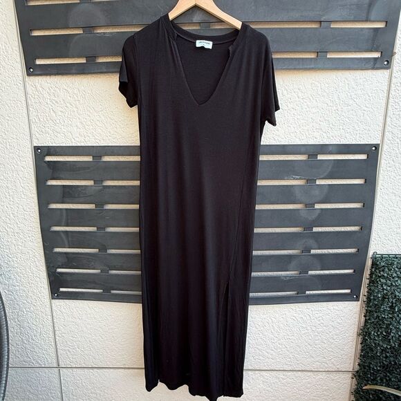 LNA Easy Tee Ribbed Short Sleeve Midi Dress in Black | Medium - Picture 2 of 7